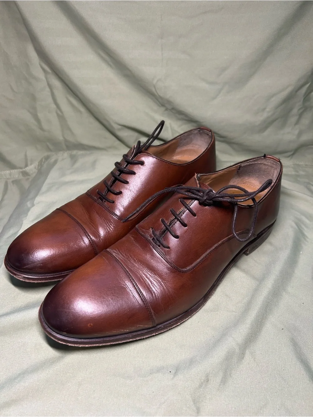 Pedro Del Hiero Men's Oxford Dress Shoes Brown Leather , Size US 9 EU 42